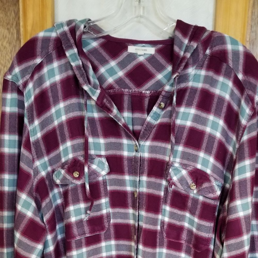 Maurices Maroon & Gray Flannel with Hood